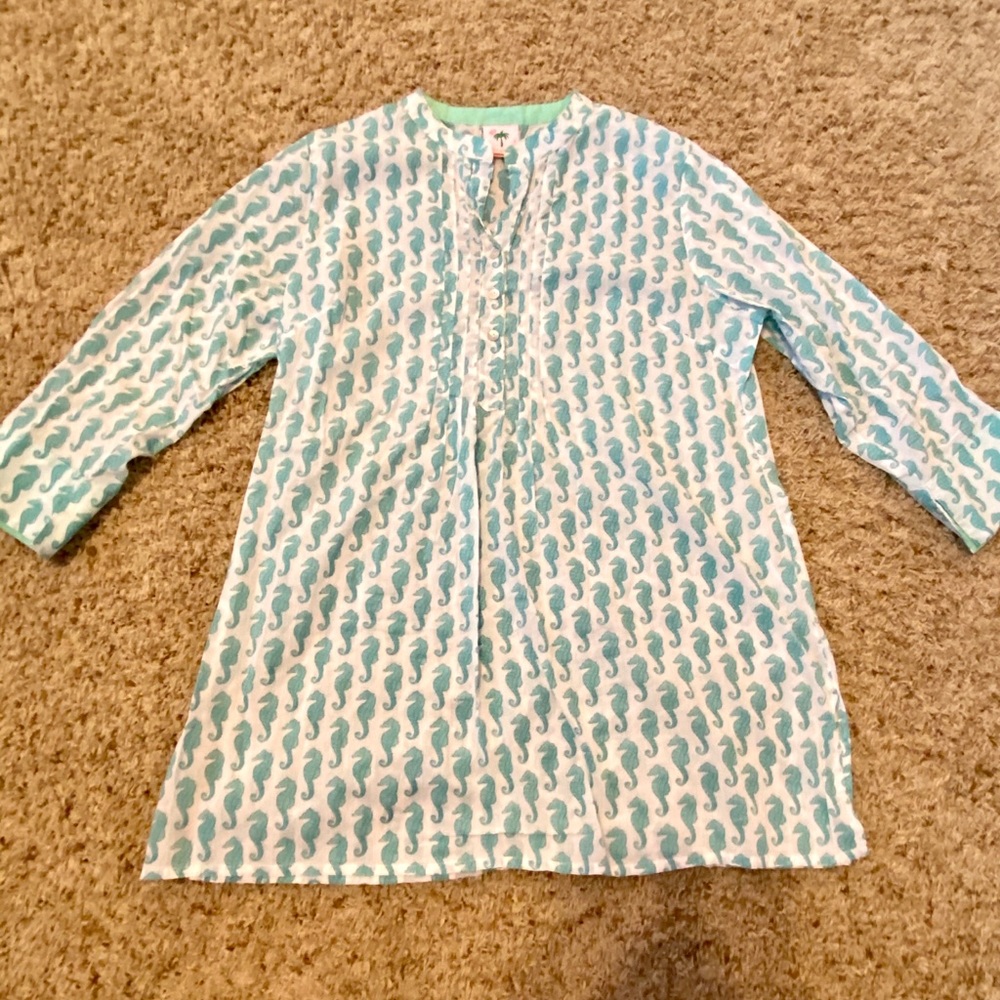 Shrimp & Grits Kids X-Large Blue Sea Horse Dress